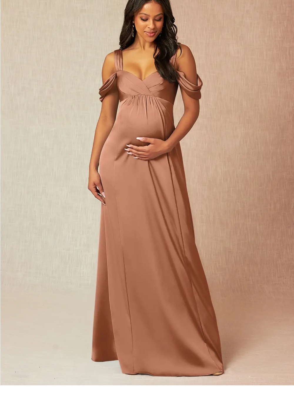 Azazie BRONZER Satin Maternity Wedding Dress